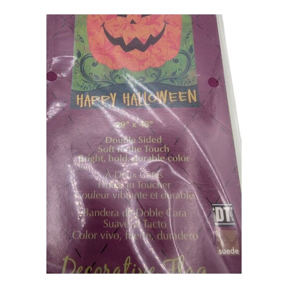 Evergreen Suede Reflections Happy Halloween Decorative Flag 29 x 43 Double Sided - Picture 3 of 7